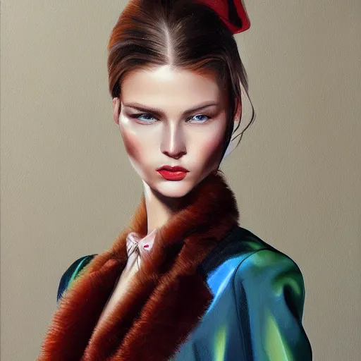 Prompt: Russian fashion, gucci catwalk, oil painting, digital art, ultradetailed, artstation