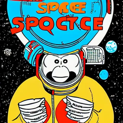 Prompt: monkey in space by daniel clowes