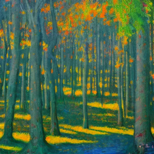 Prompt: an impressionist painting of a forest by salman toor