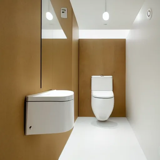 Image similar to A toilet room designed by Jonathan Ive and Dieter Rams