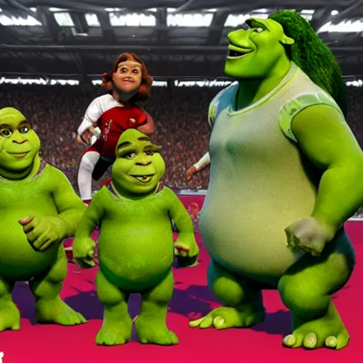 Prompt: shrek! from norffc, bazza shrek, meat pies sausage rolls, come on ingerlund