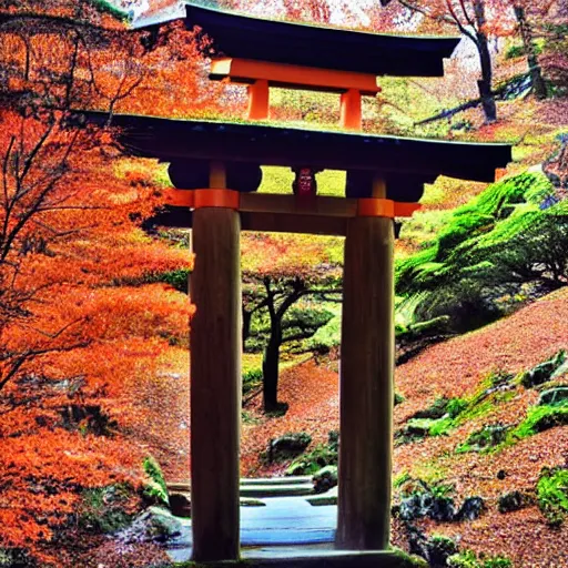 Prompt: a beautiful torii in mountain