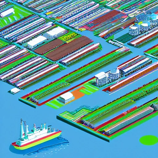 Image similar to isometric view of a shipping container port by chiho aoshima