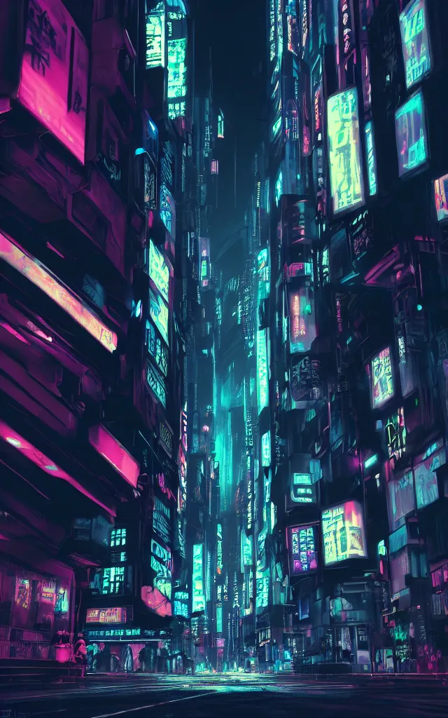 Image similar to concept art of a magnificent dark neon futuristic cyberpunk city bustling street at night cyberart by liam wong in the film akira rendered in octane, 3 d render, trending on cgsociety, blender 3 d