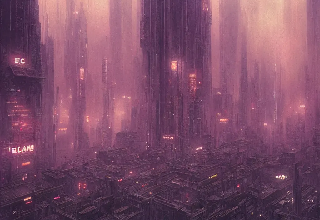 Prompt: a beguiling epic stunning beautiful and insanely detailed matte painting of a Blade Runner movie still, atmospheric and vaporwave composition, digital art by Moebius