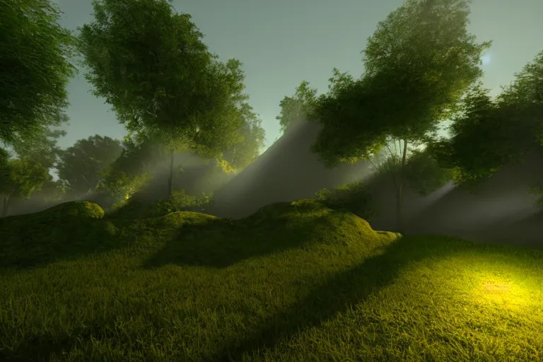 Image similar to photo of eden, HD, volumetric lighting, highly detailed