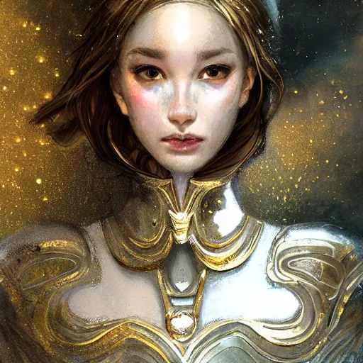 Image similar to portrait knights of Zodiac girl, white color mirror reflected armor, in ruined Agora of Athens moon night and firefly and star sparkles, ssci-fi, fantasy, intricate, very very beautiful, elegant, golden light, highly detailed, digital painting, artstation, concept art, smooth, sharp focus, illustration, art by tian zi and WLOP and alphonse mucha