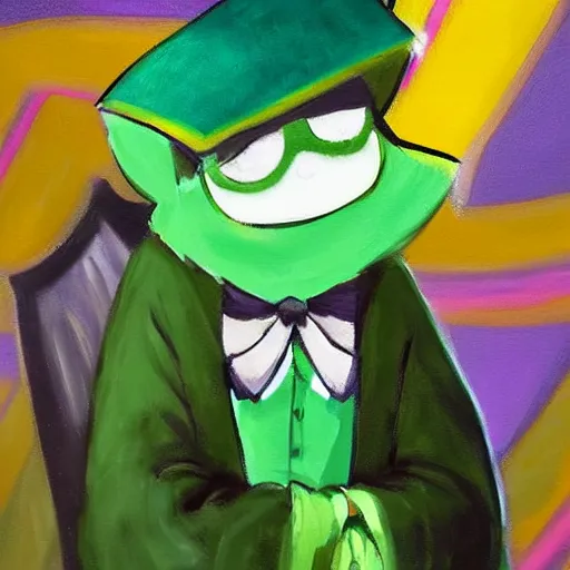 Prompt: a very elegant oil painting of ralsei from deltarune, oil painting, full body, smooth paint, magician, furry, underground, undertale