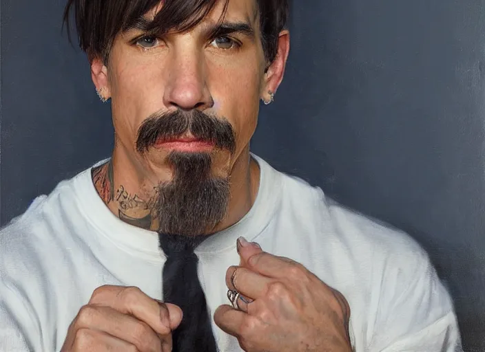 Image similar to a highly detailed beautiful portrait of anthony kiedis, by gregory manchess, james gurney, james jean