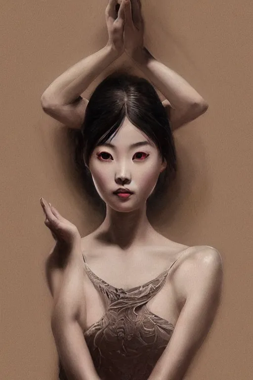 Prompt: hyperrealistic photography of a highly detailed and symmetrical gorgeous taiwanese female ballerina in the style of vargas and wlop, highly detailed, face symmetry, masterpiece, award - winning, sharp focus, intricate concept art, ambient lighting, 8 k, artstation