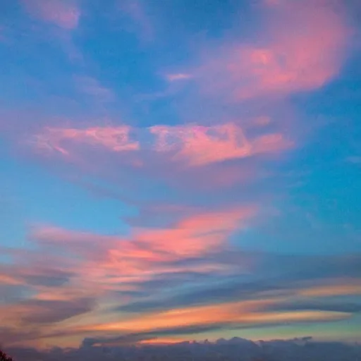 Image similar to sunset clouds that look like a screaming chucky doll