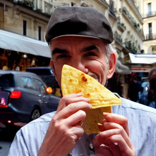 Prompt: billy bob thornton eating a taco in paris