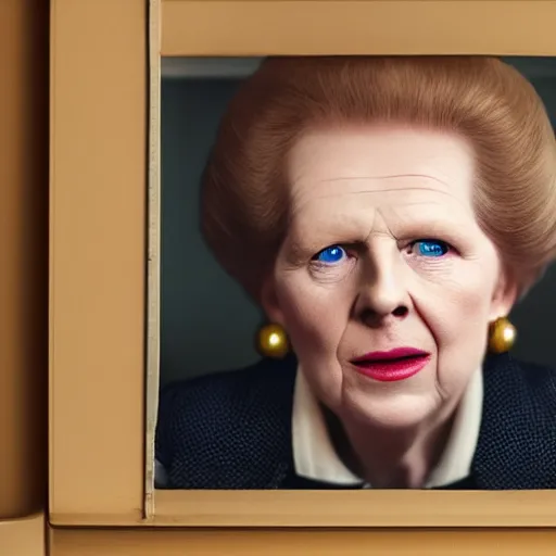 Image similar to limmy brian limond as margaret thatcher, realistic, wide shot, sunny lighting, octane render, hyper realistic, high quality, highly detailed, hd, beautiful, cinematic, 8 k, unreal engine, facial accuracy,