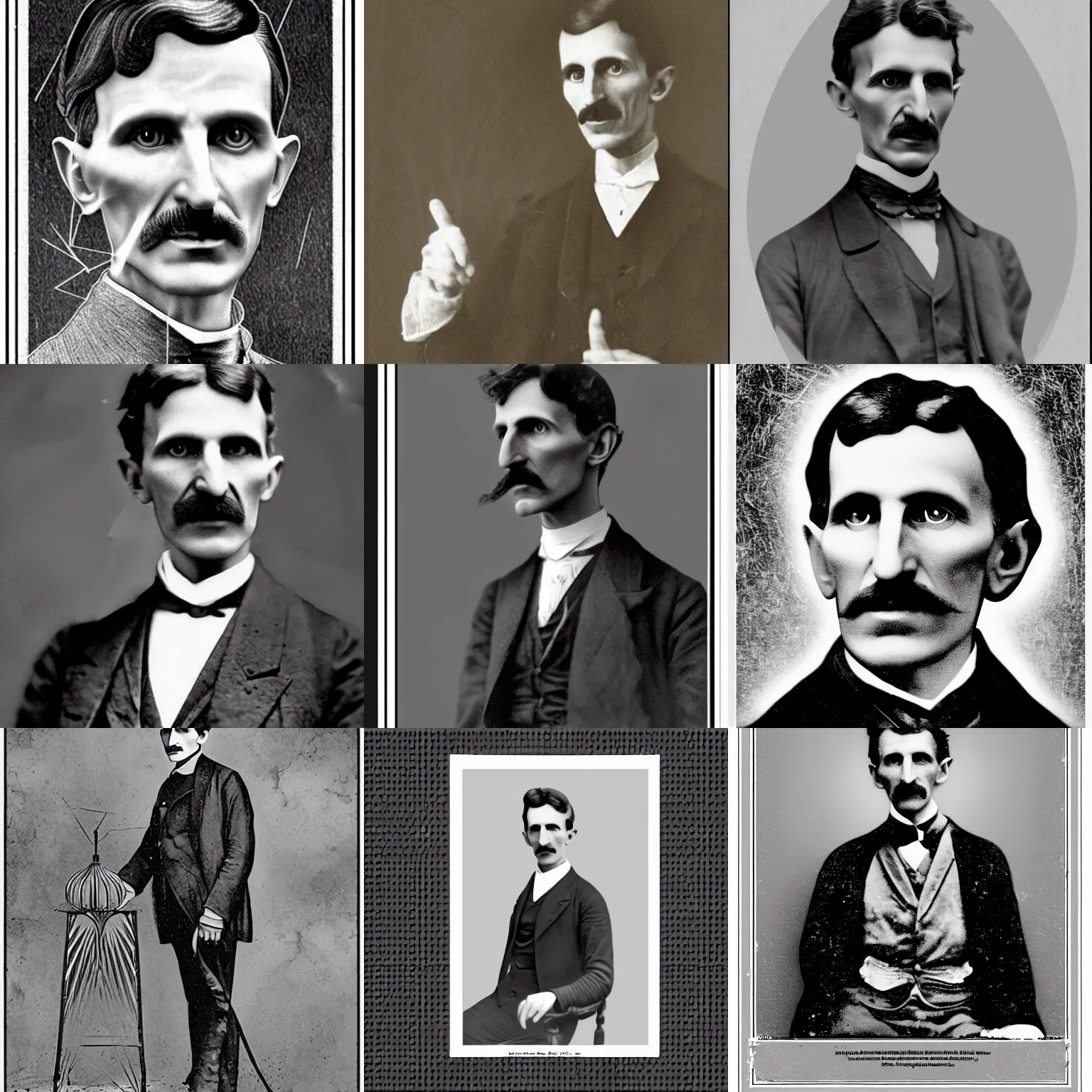 Prompt: ai feature ( black and white to color ) : nikola tesla