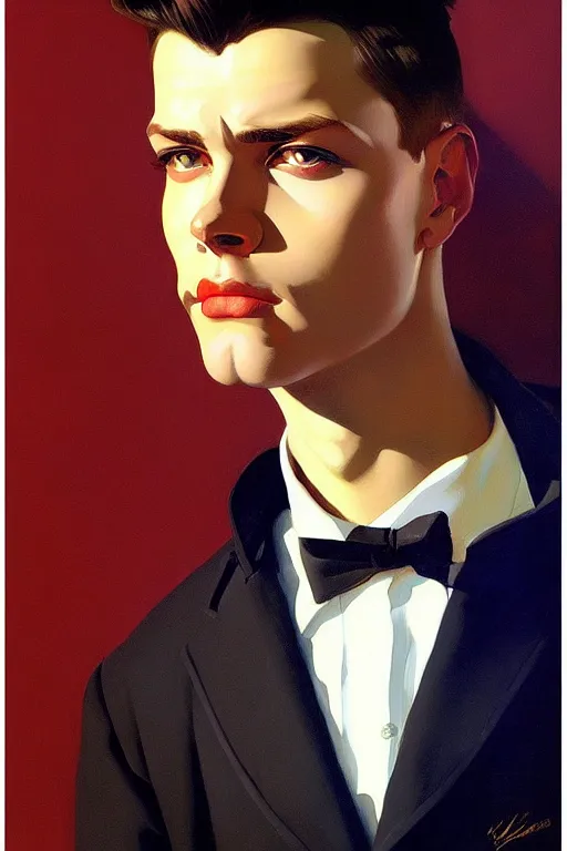 Prompt: attractive male, painting by ilya kuvshinov, j. c. leyendecker