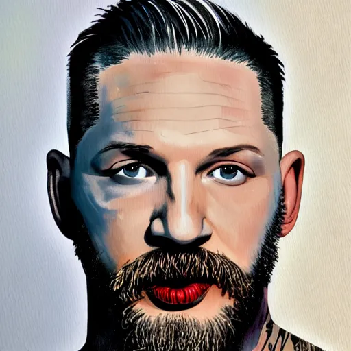 Image similar to painting of tom hardy in the style of abstract