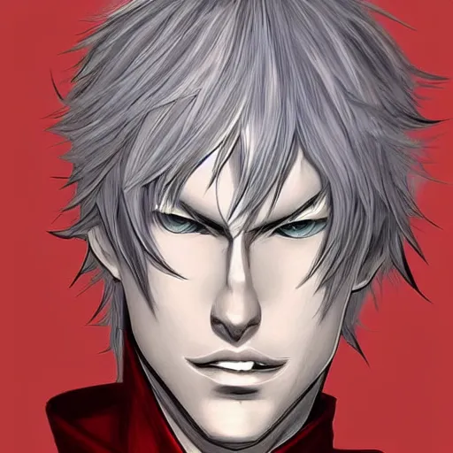 Prompt: Dante from Devil May Cry by Tite Kubo, elegant, highly detailed, centered, digital drawing, artstation, concept art, enhance face,smooth, sharp focus, manga