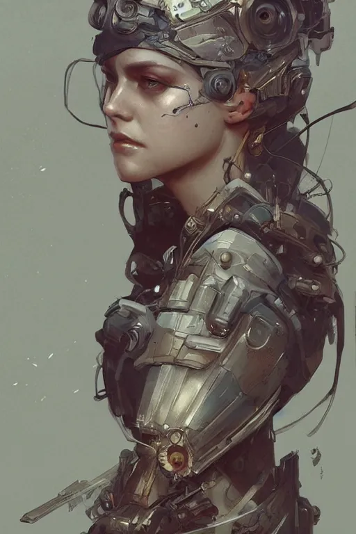 Image similar to A full portrait of a beautiful post apocalyptic offworld android queen, intricate, elegant, highly detailed, digital painting, artstation, concept art, smooth, sharp focus, illustration, art by Krenz Cushart and Artem Demura and alphonse mucha
