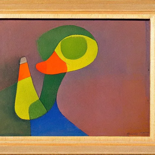 Prompt: a duck on the prowl oil painting paul klee