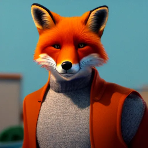 Prompt: ['red fox, in the style of pixar, character art, movie still