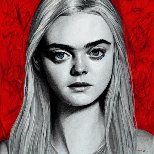 Image similar to professional painting of Elle Fanning in the style of Conrad Roset, head and shoulders portrait, symmetrical facial features, smooth, sharp focus, illustration, intricate, stormy weather, extremely detailed masterpiece,