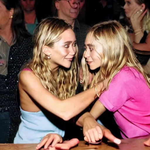 Image similar to mary kate and ashley olsen arm wrestling