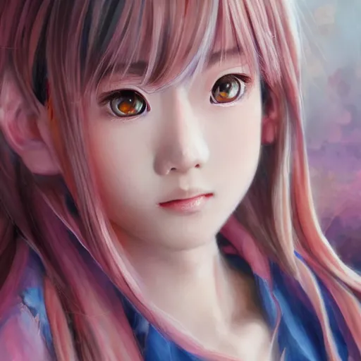 Image similar to dynamic composition, motion, ultra-detailed, incredibly detailed, a lot of details, amazing fine details and brush strokes, colorful and gentle palette, smooth, HD semirealistic anime CG concept art digital painting, watercolor oil painting of a young J-Pop idol, by a Japanese artist at ArtStation. Realistic artwork of a Japanese videogame, soft and harmonic colors.