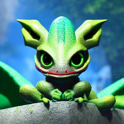 Image similar to adorable baby dragon, beautiful, colorful, cute, big eyes, rendered in octane, unreal engine