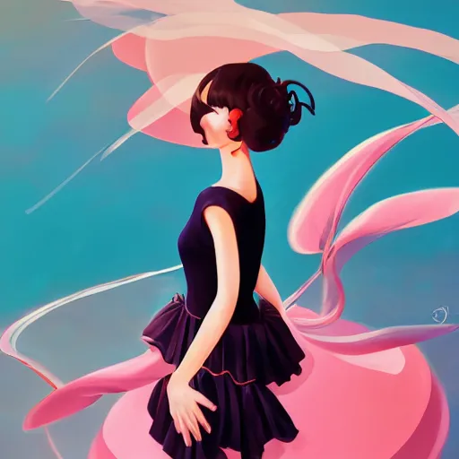 Prompt: portrait of a beautiful girl with dark hair dressed as a ballerina, standing on a ball, rich vivid colors, ambient lighting, dynamic lighting, 4 k, hq, official media, anime key visual, makoto shinkai, ilya kuvshinov, lois van baarle, rossdraws, detailed, trending on artstation