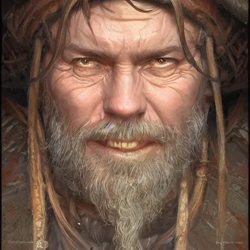 Image similar to the friendly merchant as a realistic fantasy d & d character, closeup portrait art by donato giancola and greg rutkowski, realistic face, digital art, trending on artstation