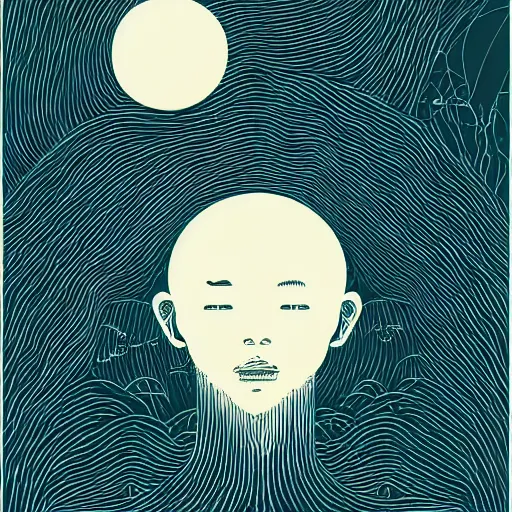 Image similar to a wandering mind, logo without text, simple white background victo ngai, kilian eng, vector art