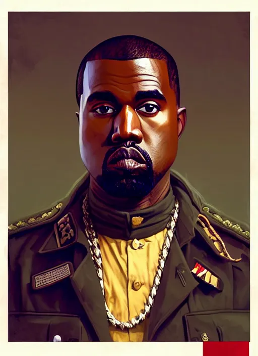 Image similar to highly detailed portrait kanye west military uniform in gta v stephen bliss unreal engine fantasy art by greg rutkowski loish rhads ferdinand knab makoto shinkai lois van baarle ilya kuvshinov rossdraws tom bagshaw global illumination radiant light detailed intricate environment