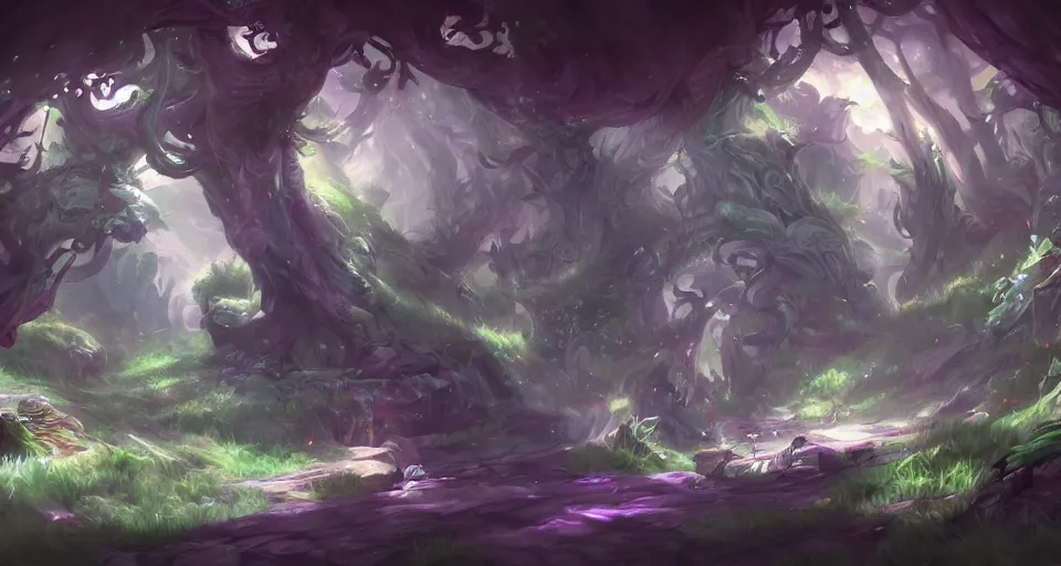 Image similar to Enchanted and magic forest, by League of Legends concept artists