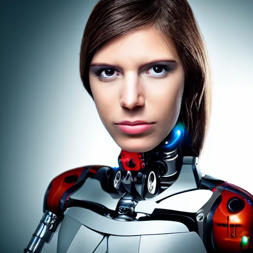 Image similar to portrait photo of a female cyborg