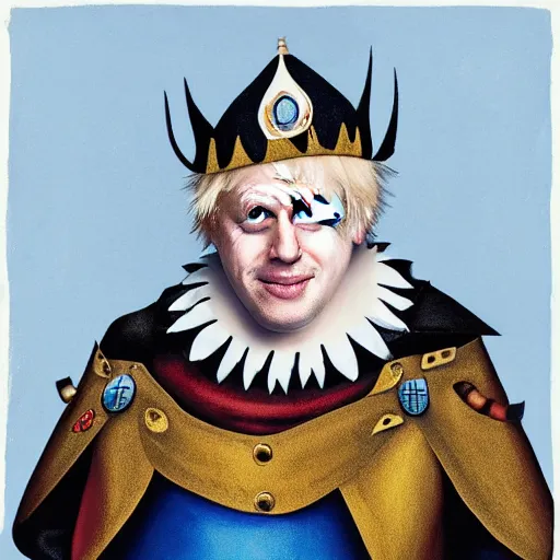 Image similar to boris johnson as a court jester, painting, by weta digital