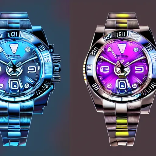 Image similar to Cyberpunk Rolex, hyperrealistic, in the style of Unreal Engine