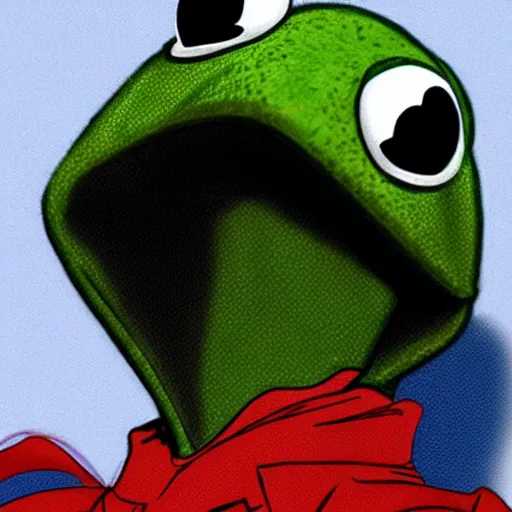 Image similar to Kermit the frog as a modern day superhero, high detail, realistic, 4k