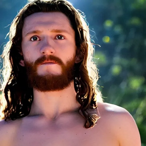 Prompt: tom holland as jesus christ