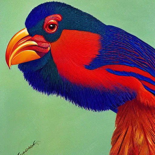 Image similar to close - up takahe, painting in the museum, highly detailed, sharp focus, digital painting, artwork by john james audubon, by victor adame minguez by yuumei by tom lovell by sandro botticelli