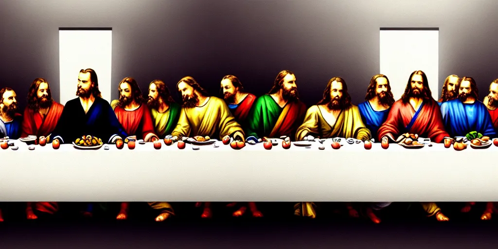 Image similar to christopher nolan last supper, digital painting, trending on artstation, sharp focus, 4 k