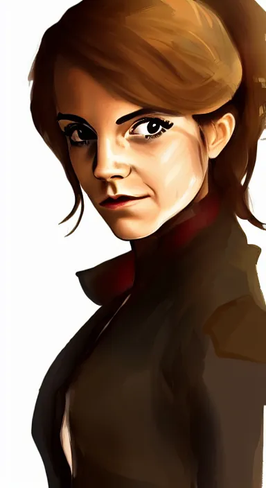 Prompt: Portrait of Emma Watson in the style of RWBY