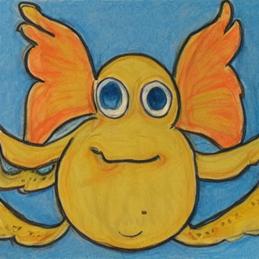 Image similar to monster with 4 wings, child drawing