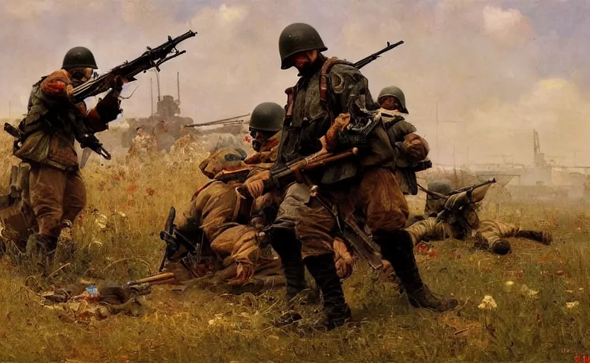 Prompt: high quality high detail painting by ilya repin, frontline, world war 3, hd