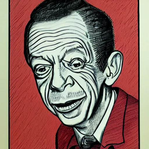 Image similar to a portrait drawing of Don knotts drawn by Robert Crumb