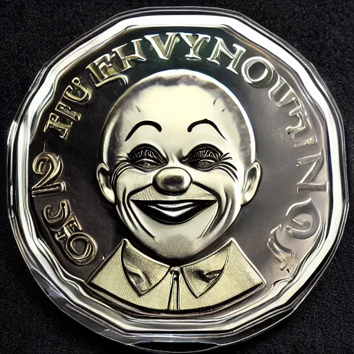 Image similar to The money of clowns coin, photo realistic, highly-detailed, award-winning