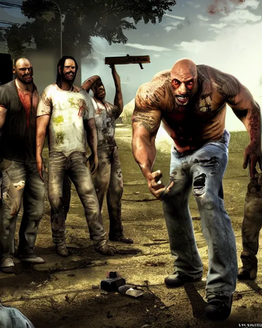 Image similar to dwayne johnson in the game left 4 dead. xbox 3 6 0 graphics