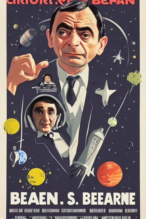 Image similar to criterion collection Poster art for the film Mr. Bean goes to Space