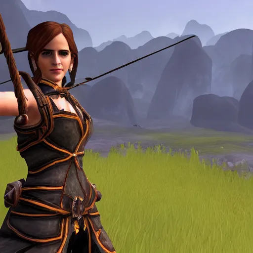 Prompt: emma watson as an archer in world of warcraft 4 k