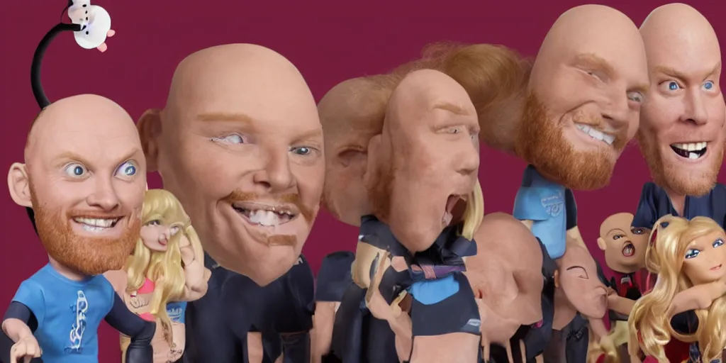 Prompt: barbiecore with Bill burr in front, Bill burr is crying