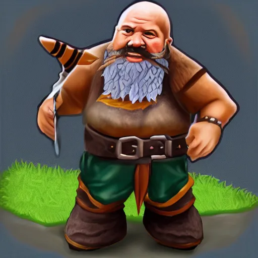 Prompt: fantasy dwarf with basketball skin